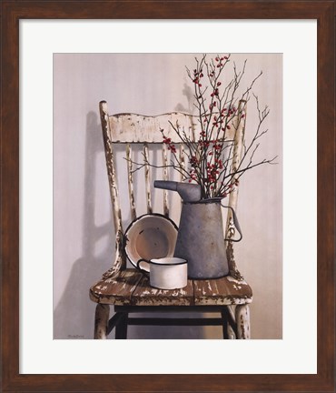 Framed Watering Can On Chair Print