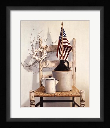Framed Chair With Jug And Flag Print