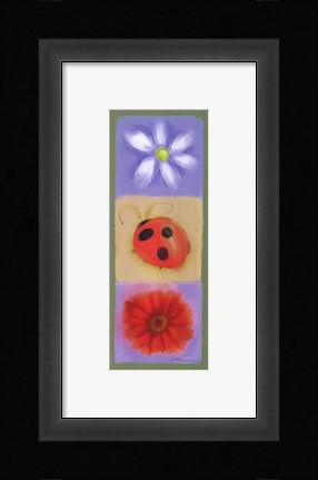 Framed Ladybug Flowers Panel Print