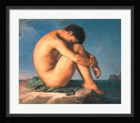 Framed Jeune Homme Nu Assis Au Boro De La Mer Print