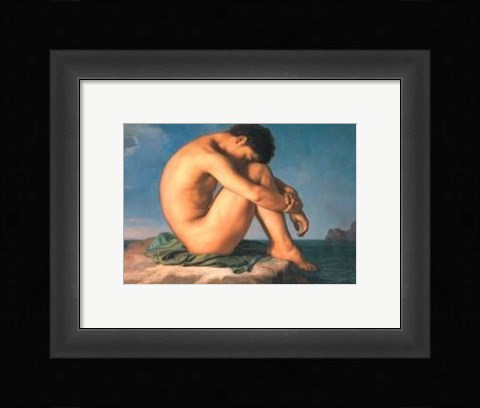 Framed Jeune Homme Nu Assis Au Boro De La Mer Print