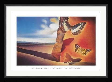 Framed Paysage Aux Papillons Print