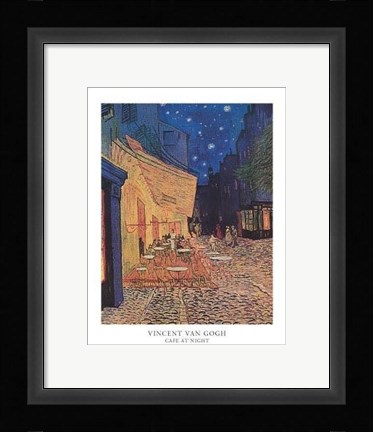 Framed Cafe Terrace on the Place du Forum, Arles, at Night, c.1888 Print