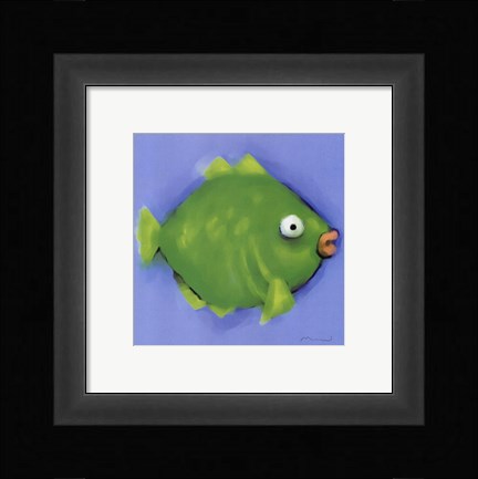Framed Green Pucker Fish Print
