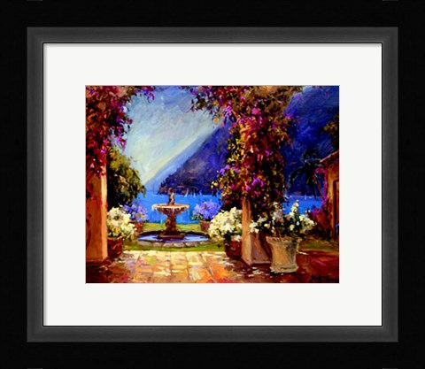 Framed Seaside Fountain Print