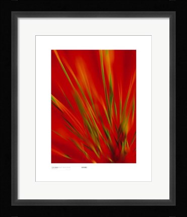 Framed Flexi Grass, Bright Green On Red Print