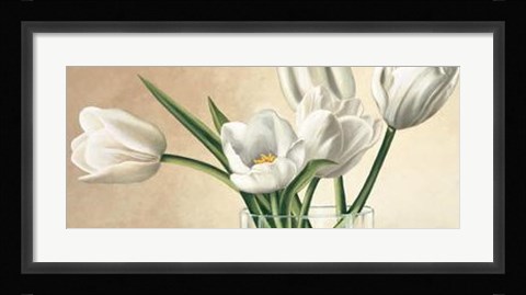 Framed Vaso Con Tulipani Bianchi Print