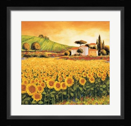 Framed Valley Of Sunflowers Print