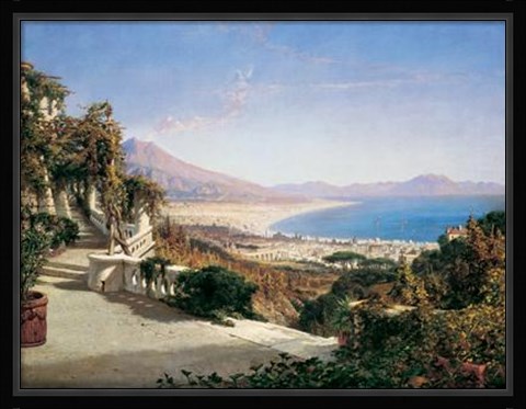 Framed View Of The Bay Of Naples Print