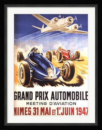 Framed Grand Prix Automobile Nimes Print