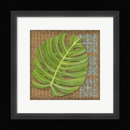 Framed Block Print Palm I Print