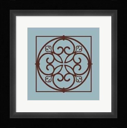 Framed Chocolate And Blue Ironwork I Print