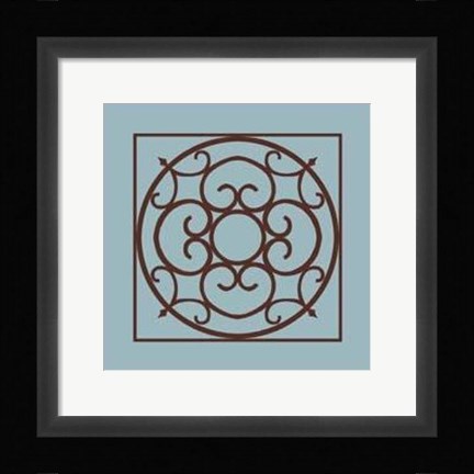 Framed Chocolate And Blue Ironwork II Print