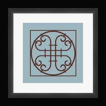 Framed Chocolate And Blue Ironwork IV Print