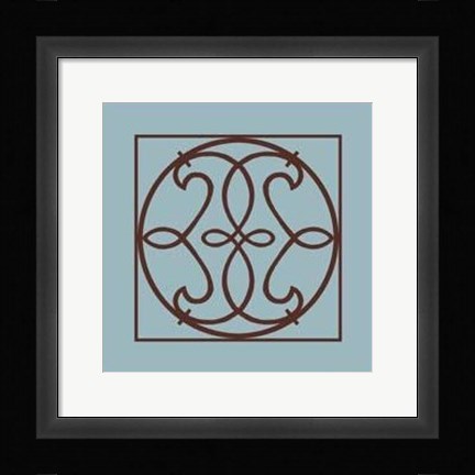 Framed Chocolate And Blue Ironwork V Print