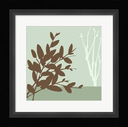 Framed Metro Leaves In Green I Print