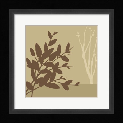 Framed Metro Leaves In Khaki I Print