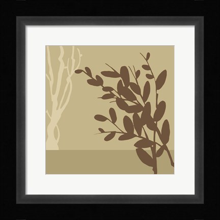 Framed Metro Leaves In Khaki II Print