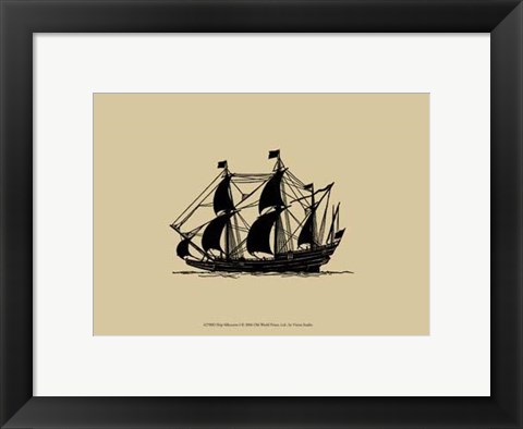 Framed Ship Silhouette I Print
