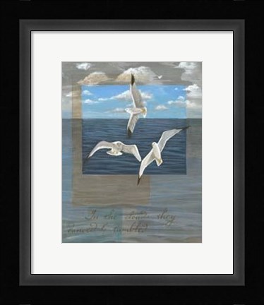 Framed Three White Gulls II Print
