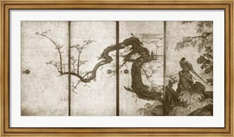 Framed Cherry Blossoms And Pheasant Print