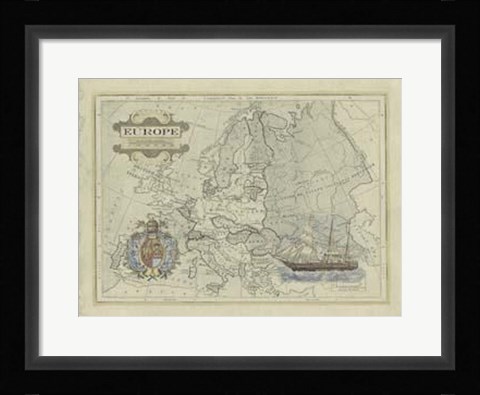 Framed Antique Map Of Europe Print
