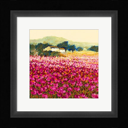Framed Le Jardin Rouge, Provence Print