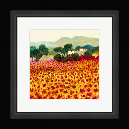 Framed Sunflower Sunset, Tuscany Print