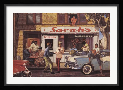 Framed Sarah's Bar Bq Print