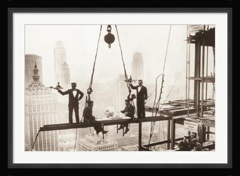 Framed Lunch Above Manhattan Print