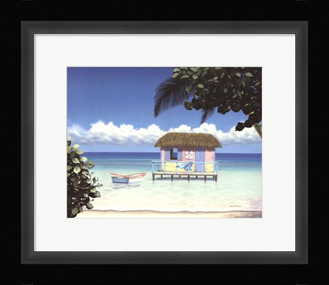 Framed Island Hut Print