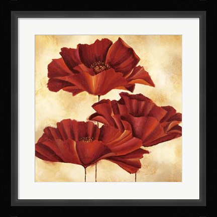 Framed Three Poppies I Print
