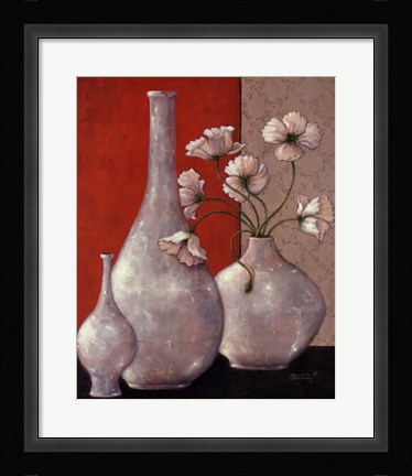 Framed Silverleaf And Poppies I Print