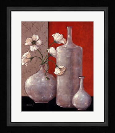 Framed Silverleaf And Poppies II Print