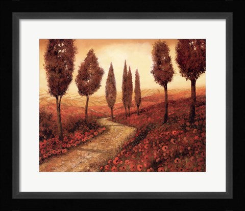 Framed Strada Tra I Papaveri Print