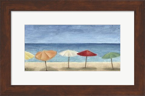Framed Ocean Umbrellas I Print