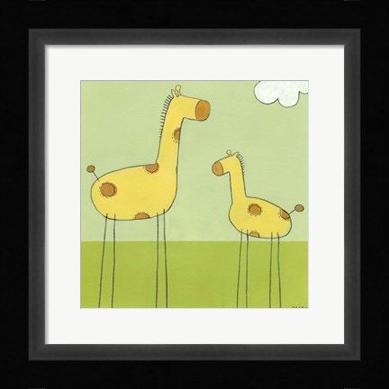 Framed Stick-Leg Giraffe I Print