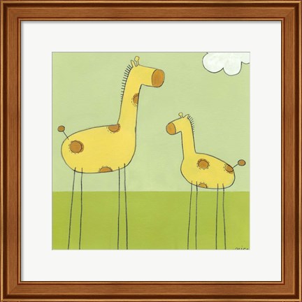 Framed Stick-Leg Giraffe I Print