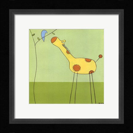 Framed Stick-Leg Giraffe II Print