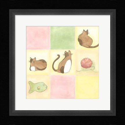 Framed Tic-Tac Cats In Pink Print