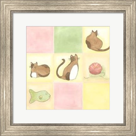 Framed Tic-Tac Cats In Pink Print