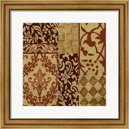Framed Henna Patterns On Gold II Print