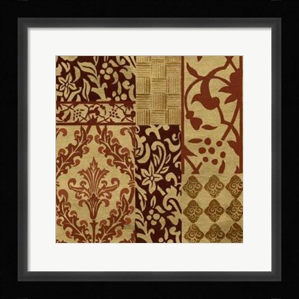 Framed Henna Patterns On Gold II Print