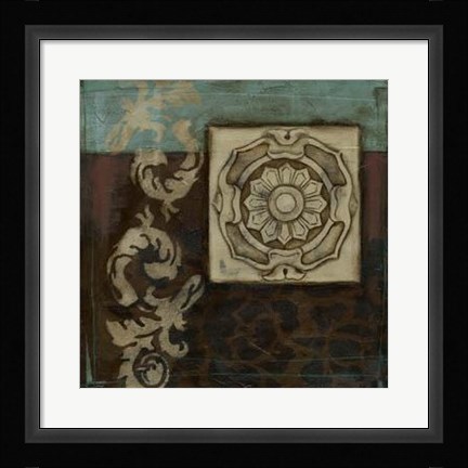 Framed Damask Tapestry Wrosette II Print