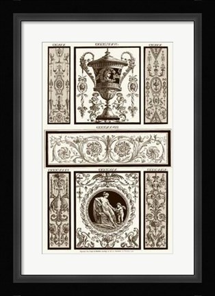 Framed Sepia Pergolesi Panel II Print