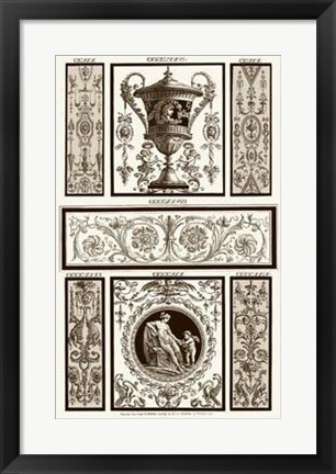 Framed Sepia Pergolesi Panel II Print
