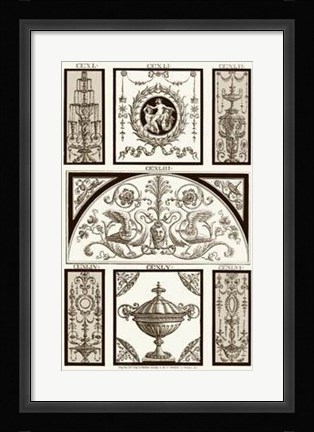 Framed Sepia Pergolesi Panel III Print