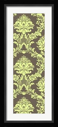 Framed Vivid Damask In Green I Print