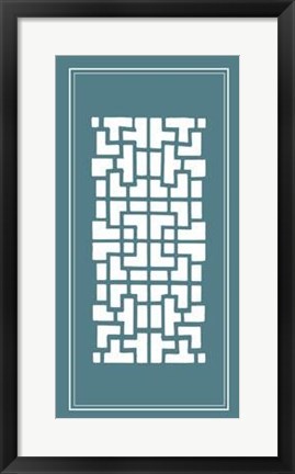 Framed Shoji Screen In Teal III Print