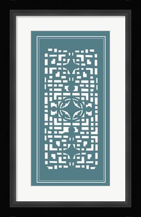Framed Shoji Screen In Teal IV Print
